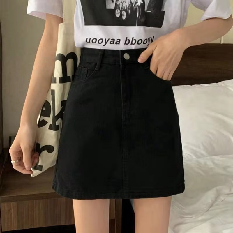 Summer Denim Short Skirt for Women, High Waist Sexy Tight Fit | Y2K Bag Hip Mini Skirt, Stretchy Jeans Skirt for Ladies