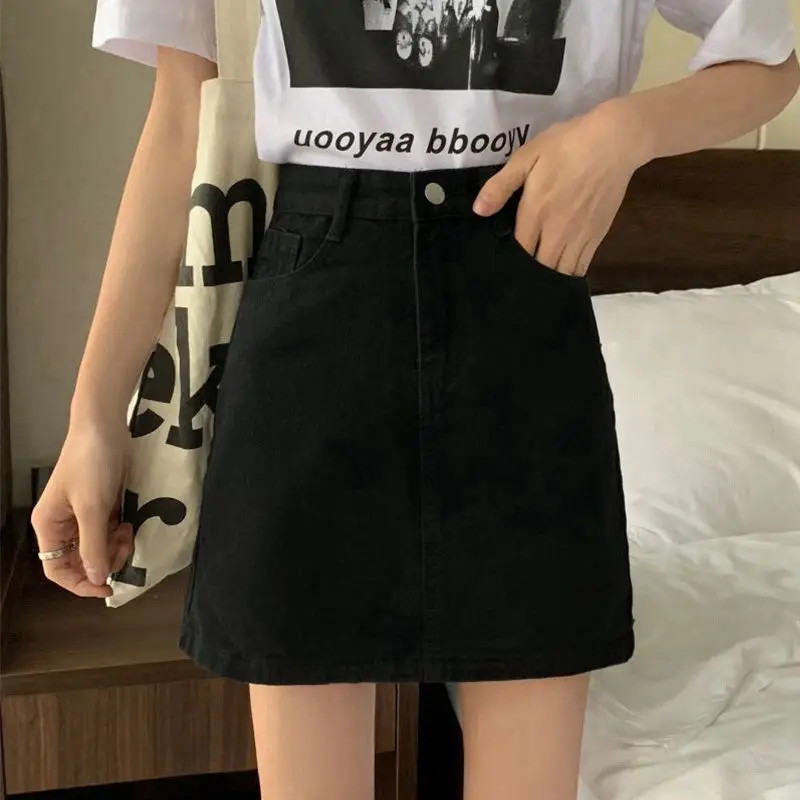 Summer Denim Short Skirt for Women, High Waist Sexy Tight Fit | Y2K Bag Hip Mini Skirt, Stretchy Jeans Skirt for Ladies