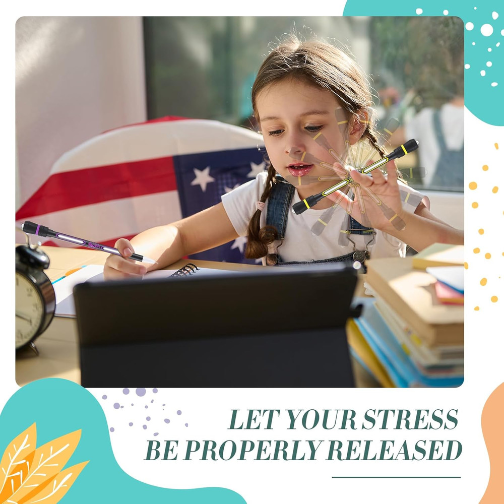 4-in-1 Stress Relief Spinner Pen Set, Anti-Slip Hand Spinner, Fidget Toy for Adults, Kids, Anti-Anxiety Ballpoint Pen