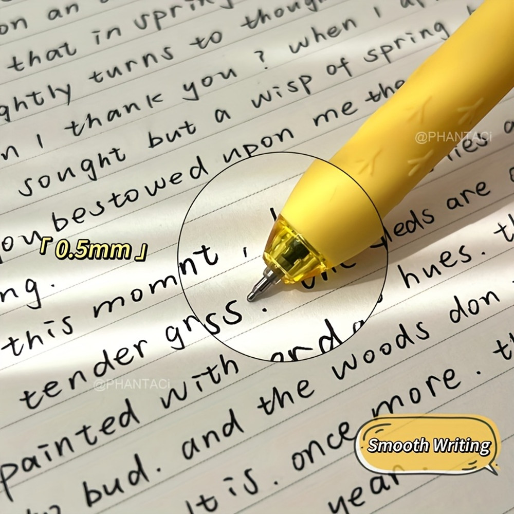 Cute Chicken Pressing Gel Pen, 4pcs Set, Black Ink, Creative Rotating Novelty Pen, Funny Office and School Supplies