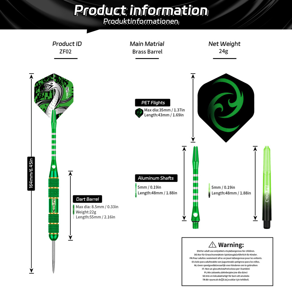 CyeeLife Professional Steel Tip Darts Set, 3PCS with Anti Fall Flights, Pure Copper Barrels, for Dartboard