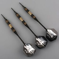professional soft tip darts set, 3pcs black darts for electronic dartboards, indoor family games