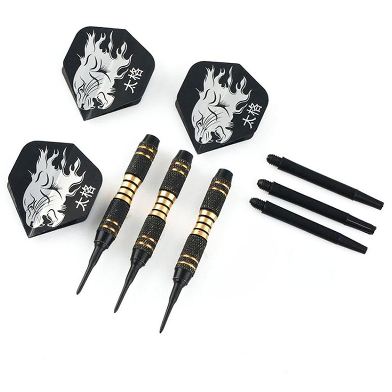 Professional Soft Tip Darts Set, 3pcs Black Darts for Electronic Dartboards, Indoor Family Games