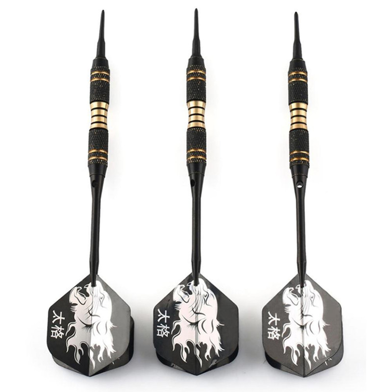 Professional Soft Tip Darts Set, 3pcs Black Darts for Electronic Dartboards, Indoor Family Games