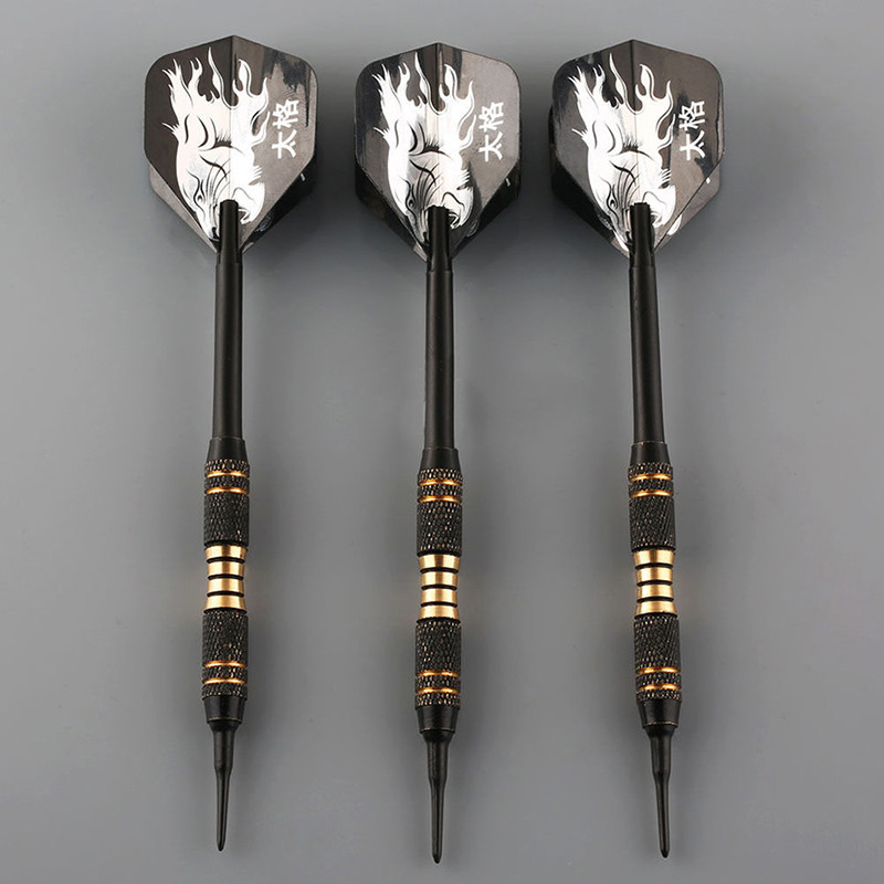 Professional Soft Tip Darts Set, 3pcs Black Darts for Electronic Dartboards, Indoor Family Games