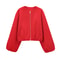 Trendy MUJER Red Bomber Jacket Soft Cropped Jacket For Women Sports Style Zipper Outerwear 1