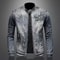 Men's Vintage Motorcycle Denim Jacket, Trendy Stand Collar Zip Up Lapel, Casual Retro Sports Top, Unique Brand Jacket