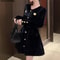 Elegant Black Velvet Dress, Sexy Tight Short Dress, Korean Style Long Sleeve, Lady Evening Party Dress for Spring Autumn