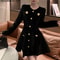 Elegant Black Velvet Dress, Sexy Tight Short Dress, Korean Style Long Sleeve, Lady Evening Party Dress for Spring Autumn