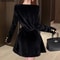 Elegant Black Velvet Dress, Sexy Tight Short Dress, Korean Style Long Sleeve, Lady Evening Party Dress for Spring Autumn