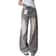 Vintage Wide Leg Jeans for Women, Grey American Style, Loose Fit Straight Leg Casual Pants, Draped