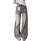 Vintage Wide Leg Jeans for Women, Grey American Style, Loose Fit Straight Leg Casual Pants, Draped
