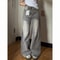 Vintage Wide Leg Jeans for Women, Grey American Style, Loose Fit Straight Leg Casual Pants, Draped