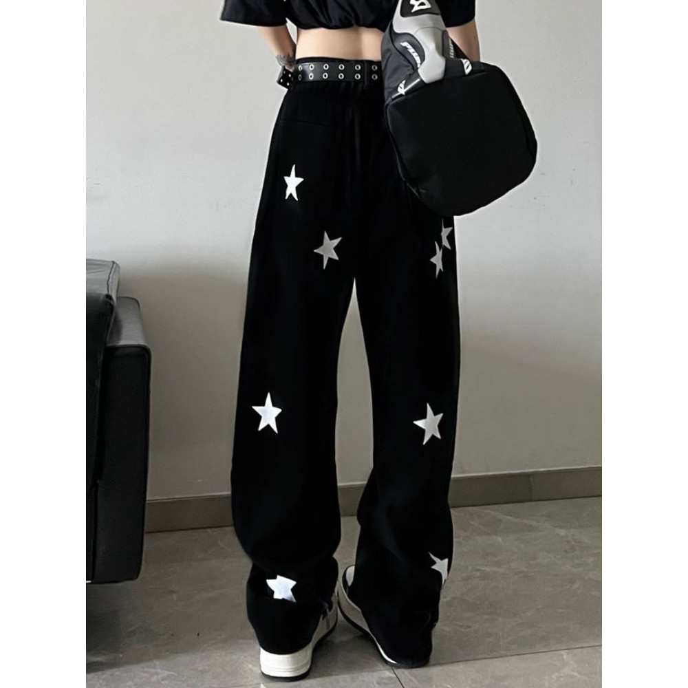 Women's Y2K Wide Leg Jeans, High Waisted Baggy Vintage Chic, Harajuku Streetwear, Unisex Casual All-Match Denim