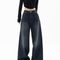 Retro Street Style Pants, High Waisted Wide Leg, Loose Fit Floor Length, Niche Design Slimming Jeans For Women