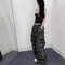 American High Street, Retro Wide Leg Jeans, Loose Camouflage Trousers for Men and Women, Casual Straight Long Fit