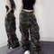American High Street, Retro Wide Leg Jeans, Loose Camouflage Trousers for Men and Women, Casual Straight Long Fit