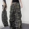 American High Street, Retro Wide Leg Jeans, Loose Camouflage Trousers for Men and Women, Casual Straight Long Fit