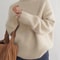 Women's Turtleneck Cashmere Sweater, 100% Pure Wool Knit, Loose Fit Pullover for Autumn Winter