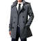 Mens Winter Woolen Trench Coat British Style Double Breasted Slimming Overcoat Medium Length 0