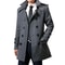 Mens Winter Woolen Trench Coat British Style Double Breasted Slimming Overcoat Medium Length 0