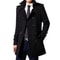 Mens Winter Woolen Trench Coat British Style Double Breasted Slimming Overcoat Medium Length 3