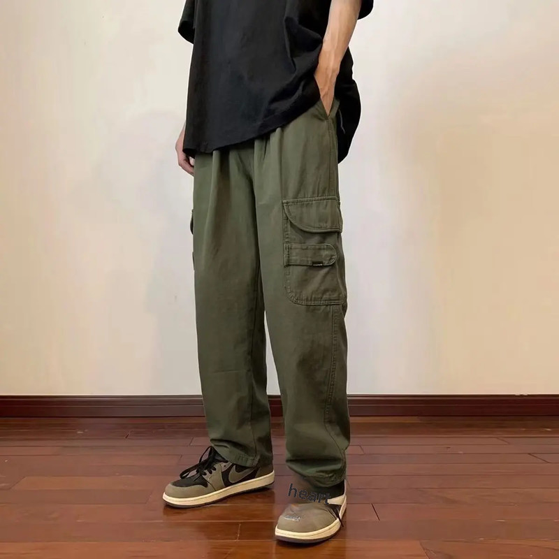 Unisex Cargo Pants, Loose Fit Streetwear, Solid Color Wide Leg Trousers, Trendy and Versatile