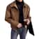 Vintage American Style Leather Jacket for Men, Versatile Brown Coffee Color, Cropped Lapel Design for Autumn and Winter