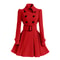 Women Vintage Double Breasted Coats Classic Long Trench With Belt Autumn Winter Slim Overcoat 3