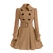 Women Vintage Double Breasted Coats Classic Long Trench With Belt Autumn Winter Slim Overcoat 10