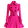 Women Vintage Double Breasted Coats Classic Long Trench With Belt Autumn Winter Slim Overcoat 6