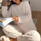 Soft Coral Velvet Pajamas Set For Women Warm Jacquard Lounge Wear Cozy Winter Outerwear Christmas W