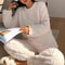 Soft Coral Velvet Pajamas Set For Women Warm Jacquard Lounge Wear Cozy Winter Outerwear Christmas W
