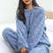 Soft Coral Velvet Pajamas Set for Women, Warm Jacquard Lounge wear, Cozy Winter Outerwear, Christmas wear