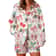 Women Festive Holiday Pajama Long Sleeve Lapel Shirt, Wide Leg Shorts, Christmas Print Sleepwear Collection