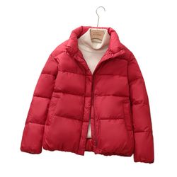 winter coat, women's loose fit short puffer jacket, thickened cotton padding for cold weather