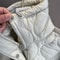 Quilted Jacket For Women Beige Cotton Coat With Drawstring Ties High Neck Pocket Clip 1