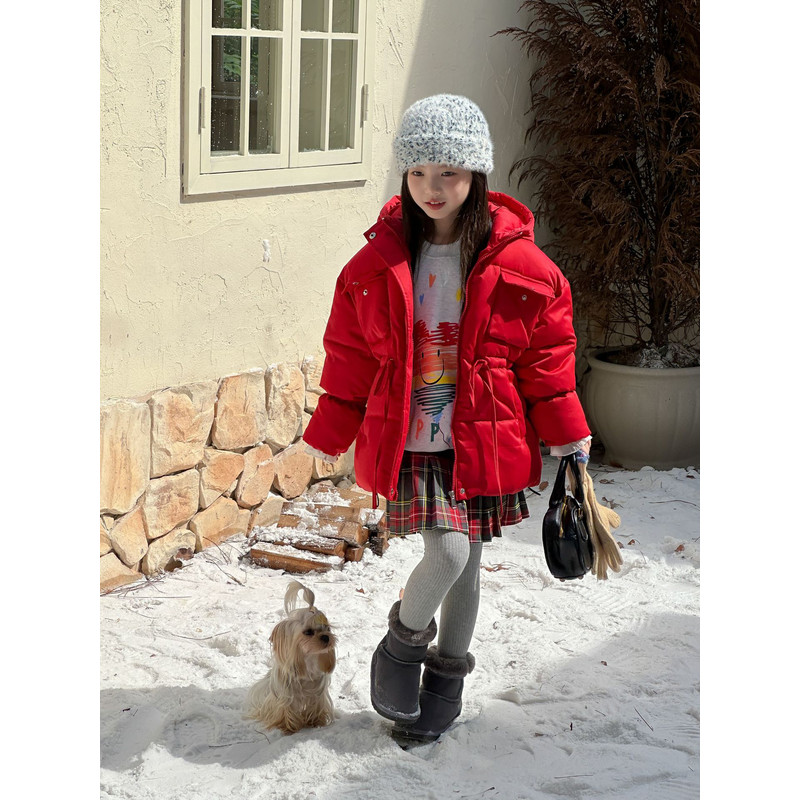 Autumn Girls Coat, Thickened Warm, Quilted Hooded Jacket, Mid Long Waist Childrens Clothing, Casual Daily Wear