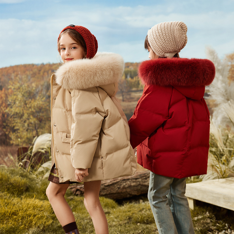 RAISE Girls Winter Jacket, Waterproof Duck Down Coat, Thick Warm Faux Fur Hooded Jacket for Kids 5-12 Years