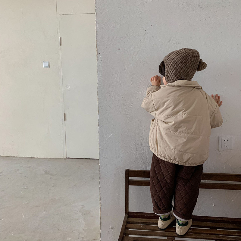 Warm Winter Jacket for Girls, Padded Toddler Coat, Thickened Cotton Parka, Solid Color Fashion Outwear