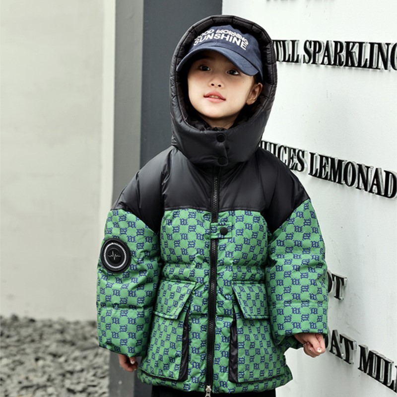 Gradient Patch Winter Down Jacket, Warm Thick Hooded Parka for Girls, Kid Girl Coat for Ages 3-10 Years