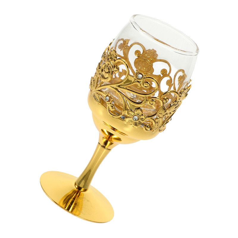 Retro Vintage Liquor Cup, Small Metal Glass Wine Cup, Compact, Lightweight, and Reusable for Home Bar