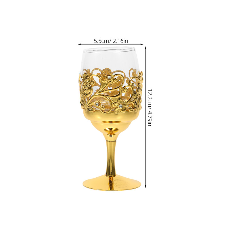 Retro Vintage Liquor Cup, Small Metal Glass Wine Cup, Compact, Lightweight, and Reusable for Home Bar