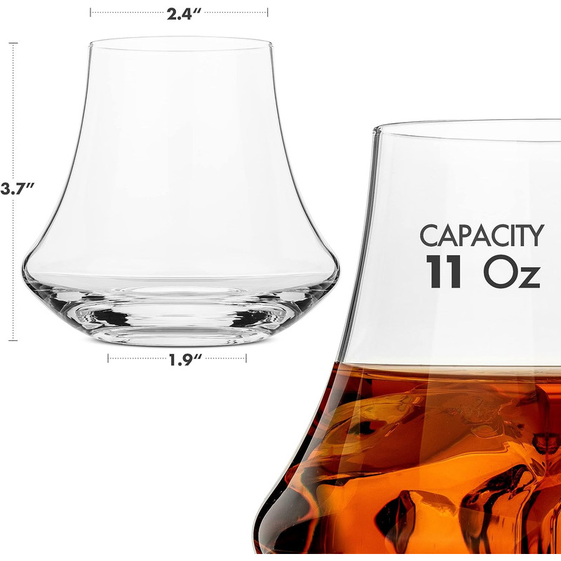 Crafted Lead-Free Crystal Glass, Stemless Barware Set of 2 or 6, for Whiskey, Wine, and Water, Ideal Women's Gift