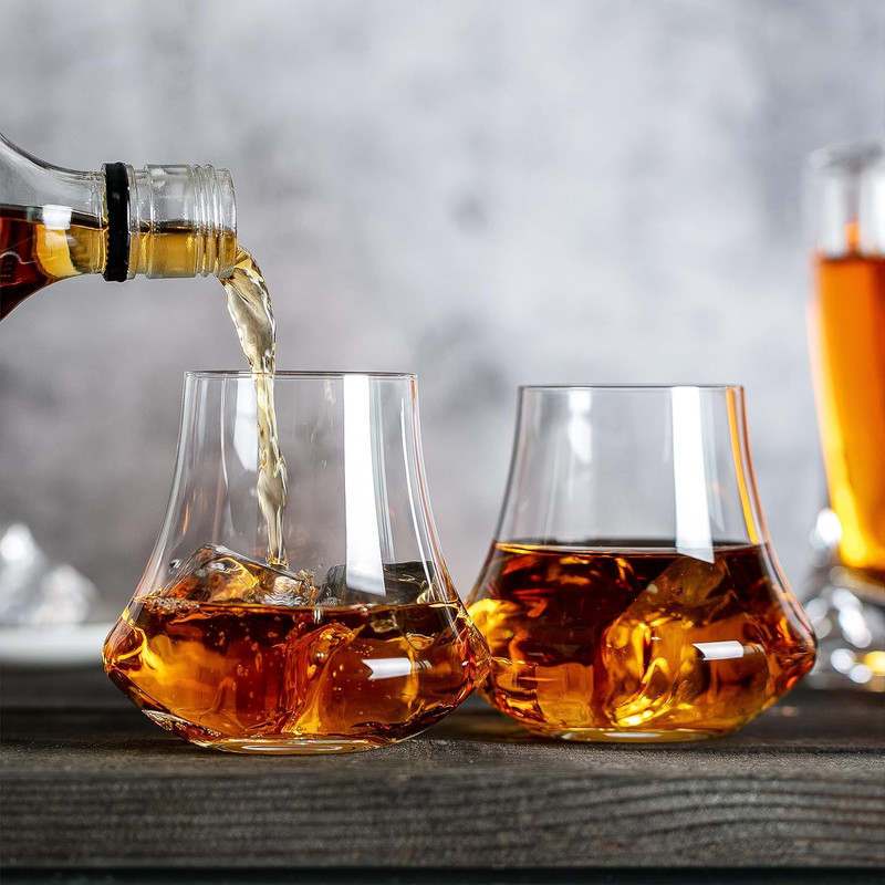 Crafted Lead-Free Crystal Glass, Stemless Barware Set of 2 or 6, for Whiskey, Wine, and Water, Ideal Women's Gift