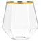 Hexagonal Whiskey Glass, Gold Edged Diamond Glass, Transparent Plastic Household Tumbler, Foreign Wine Glass