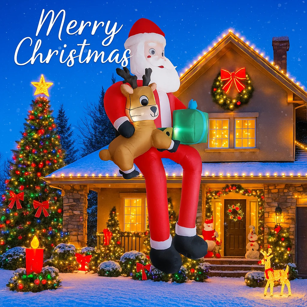 Xmas Yard Decor Reindeer Gift LED Inflatable Christmas Toy Santa Claus Decoration Home Ornament Chr 2