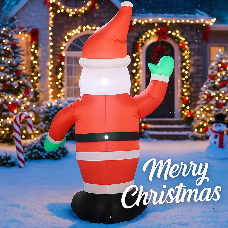 Inflatable Toy Wave Hand Santa Claus Christmas Decoration For Yard With LED Light Home Ornament Fes 3