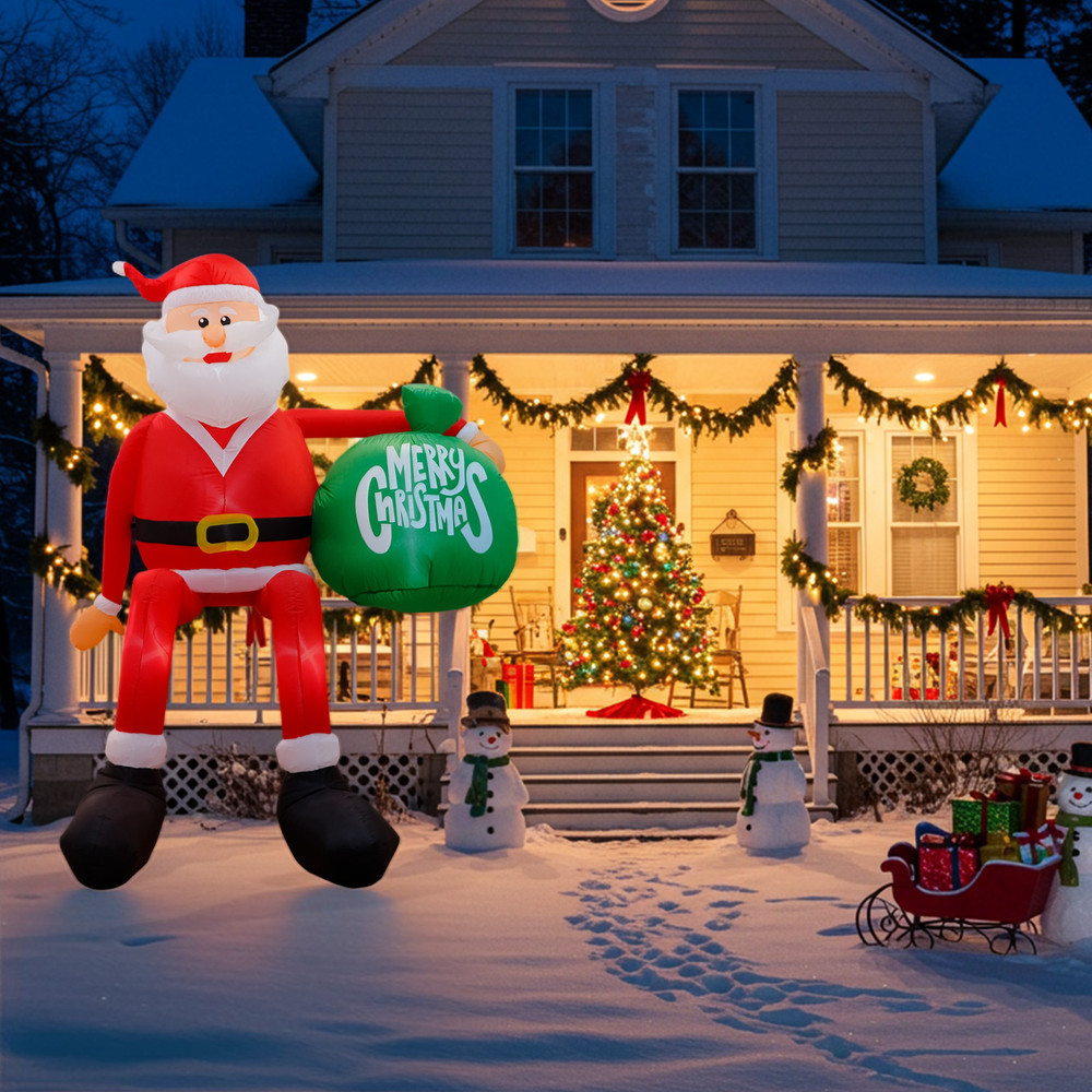 Climbing Inflatable Santa Claus Decor Christmas Outdoor Yard Decor Blow Up For Garden Roof 4