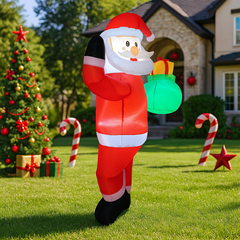Outdoor Christmas Decorations Santa Claus Inflatable Holding Gift Bag Yard Holiday Party Toy Orname 1